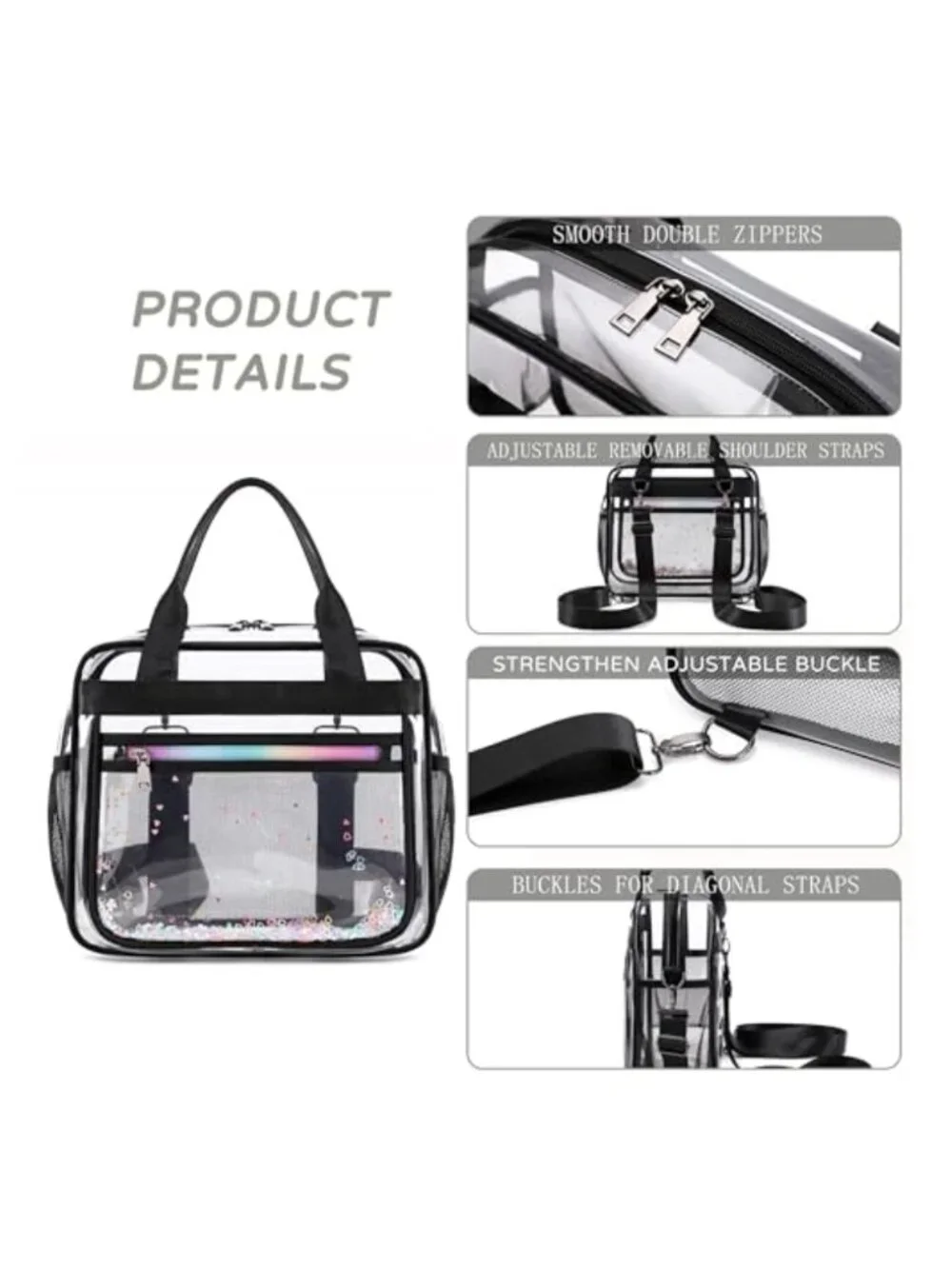 Clear Beach Bag Travel Tote Transparent Backpack Stadium Approved Waterproof TPU